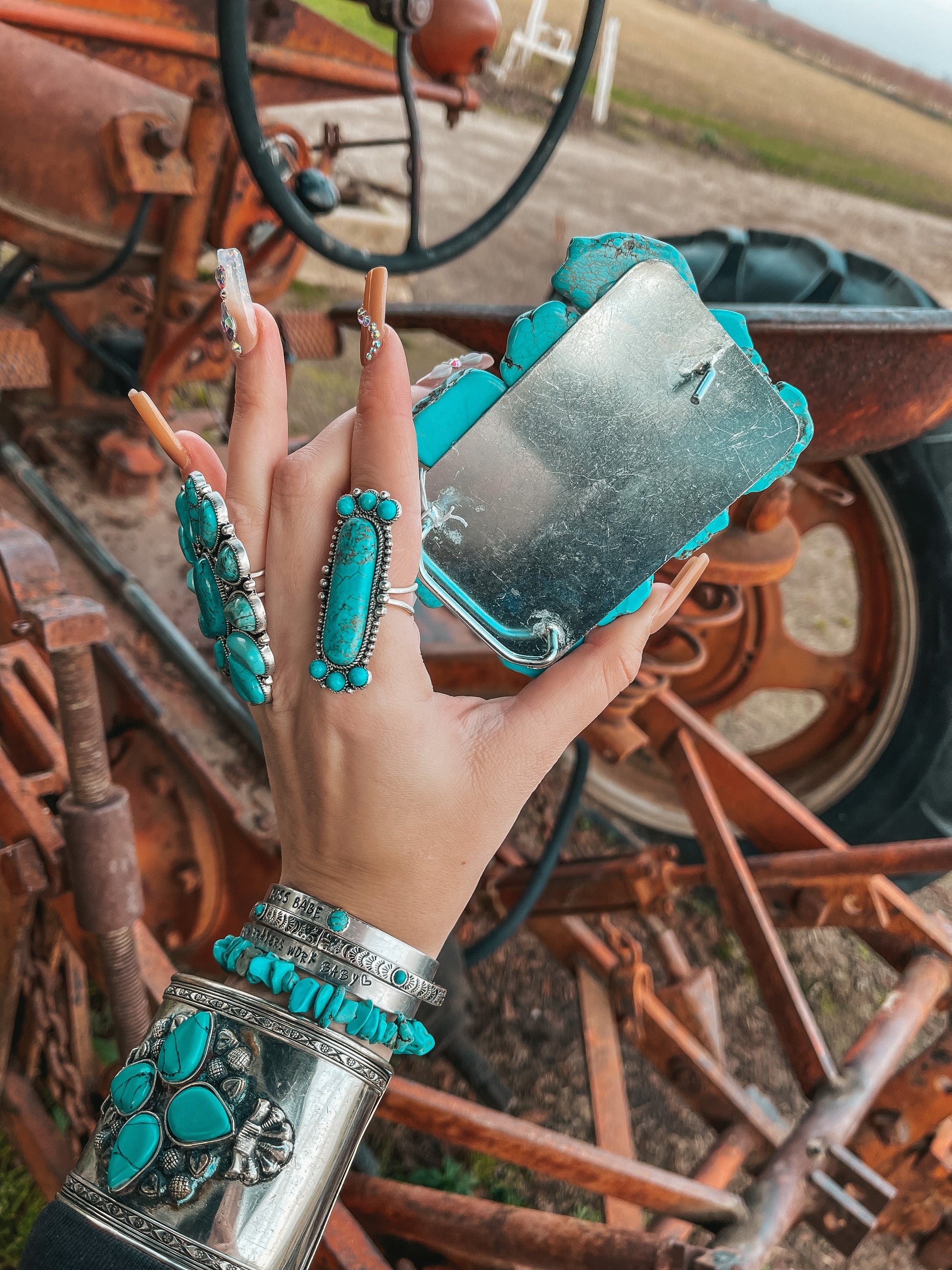 Turquoise Natural Stone Belt Buckle Haute Southern Hyde