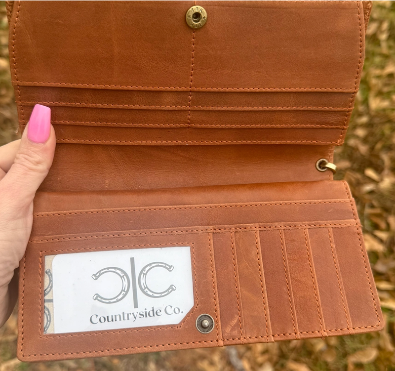 Horse Head Hand Tooled Leather Wallet Wristlet Cedar Hill Country Market