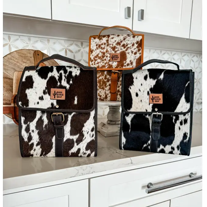 Cowhide Lunch Bag - Genuine Hair On Cowhide | Leather Cedar Hill Country Market