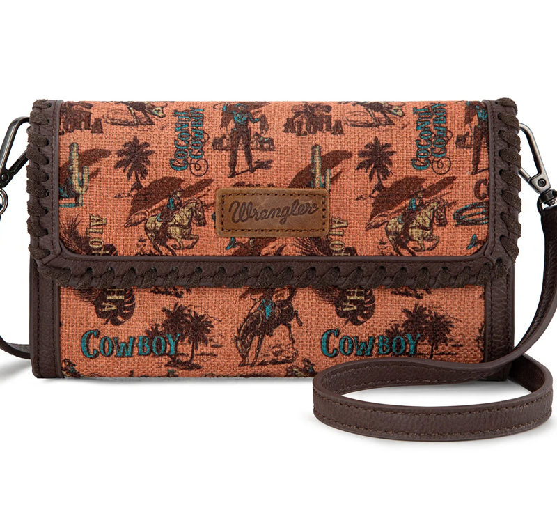 Wrangler Vintage Retro Cowboy Cool Print Wallet/Crossbody No 708 Cedar Hill Country Market