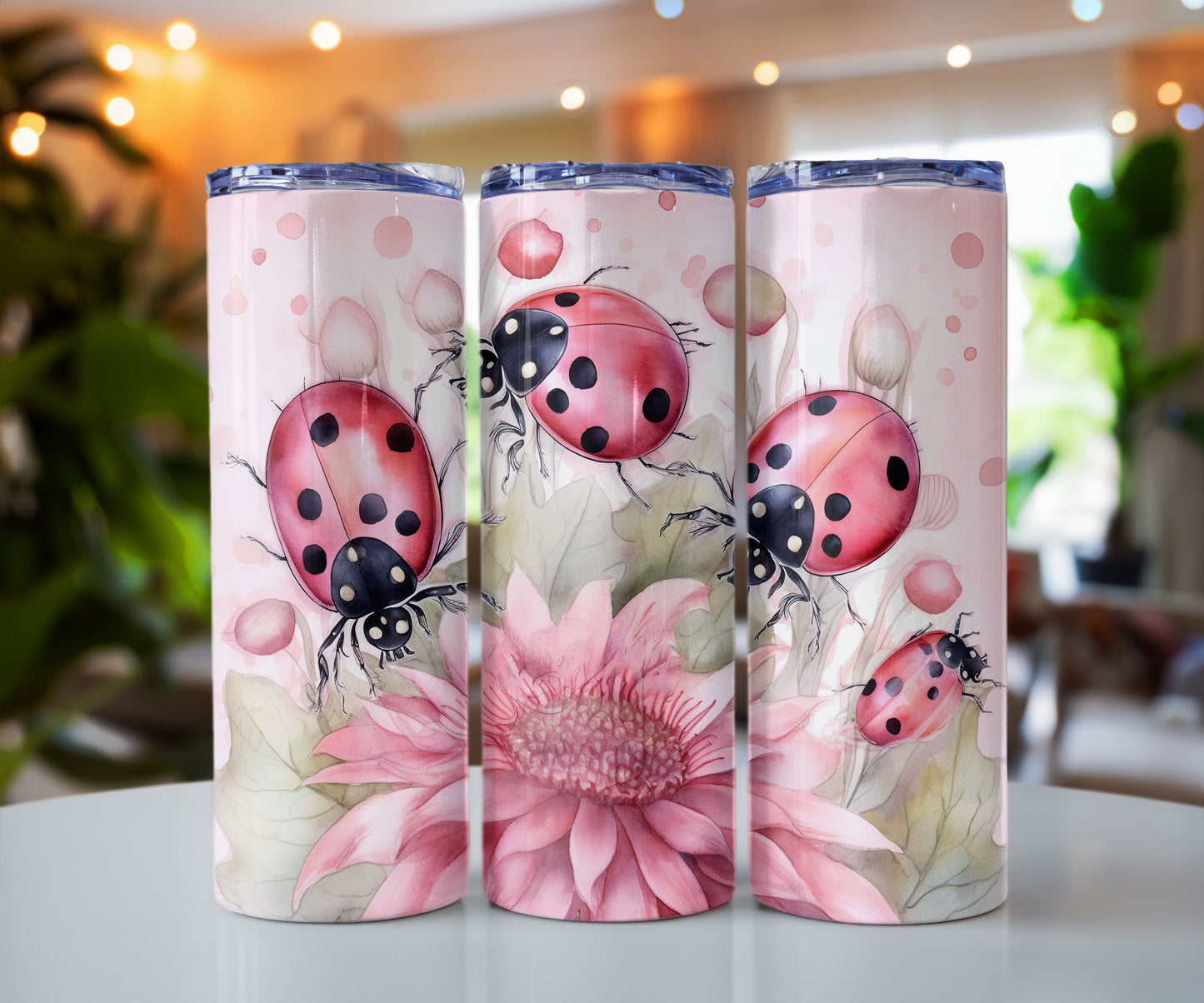 Pink Lady Bug Stainless steel tumbler CedarHill Country Market