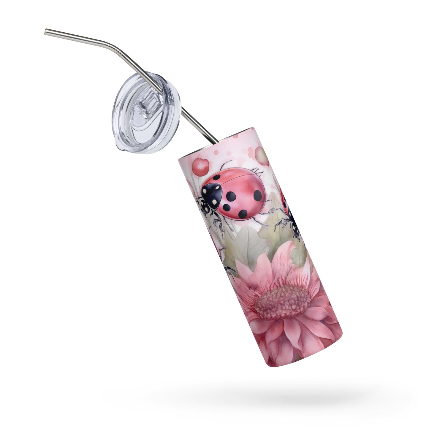 Pink Lady Bug Stainless steel tumbler CedarHill Country Market