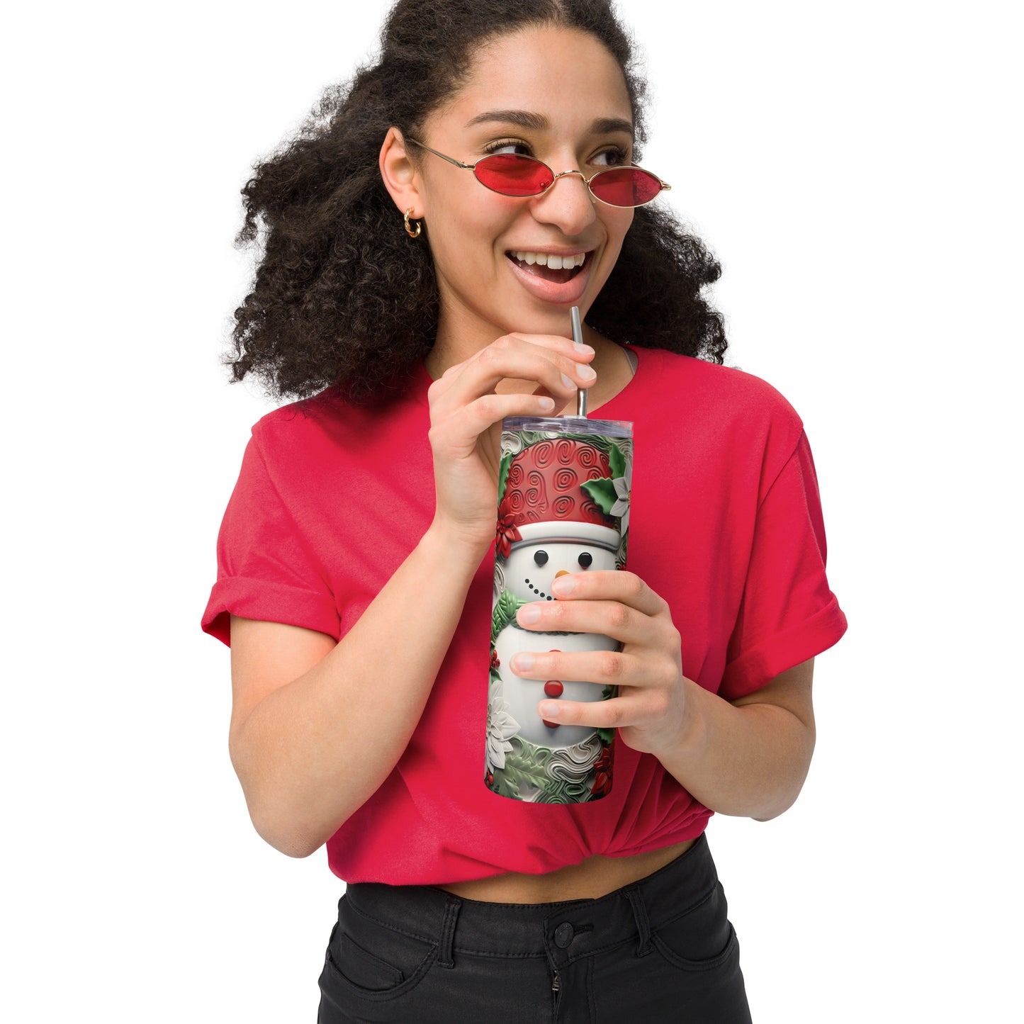Christmas 3D Snowman 20 oz Stainless steel tumbler CedarHill Country Market