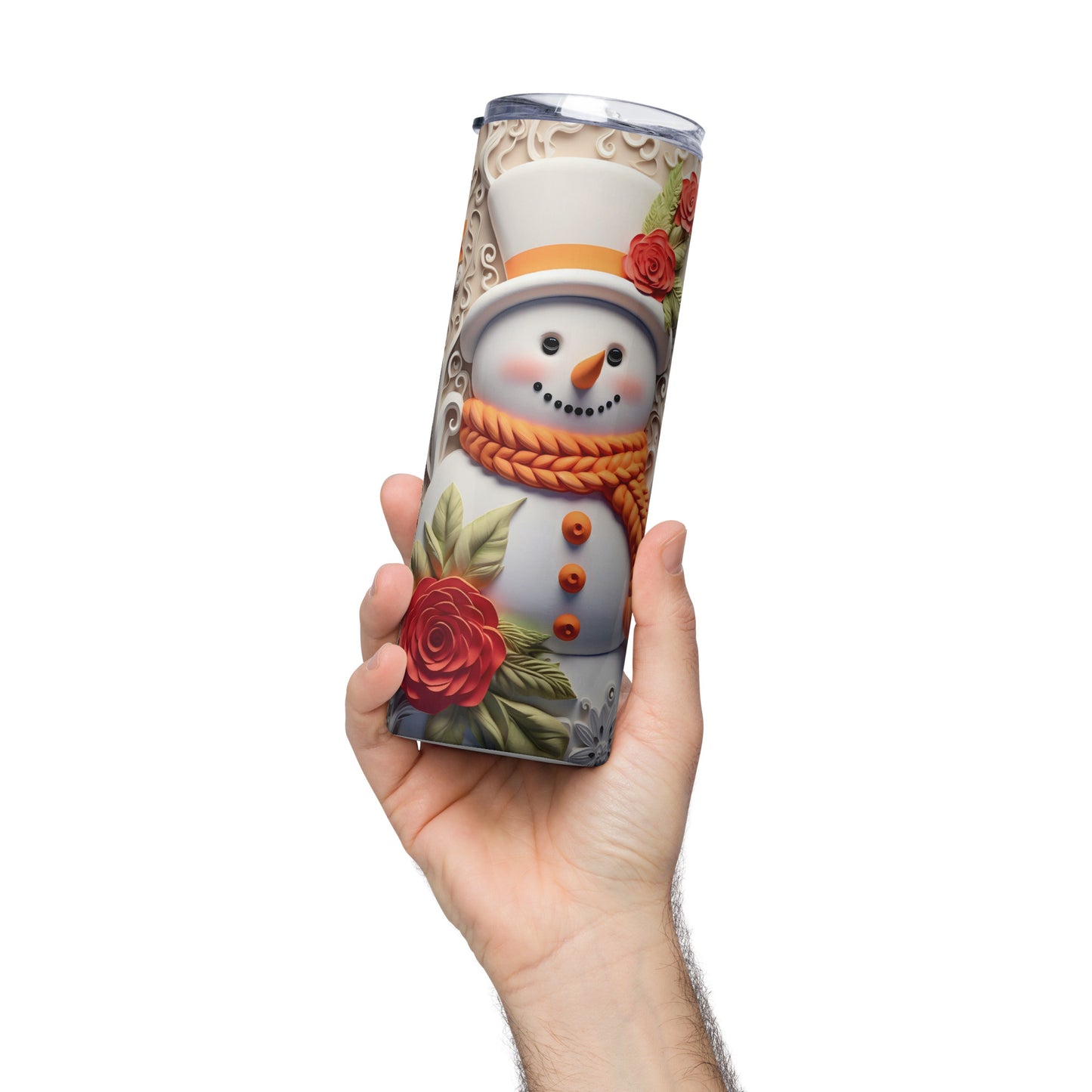 Peaches and Cream Snowman 3D 20 oz Stainless steel tumbler CedarHill Country Market