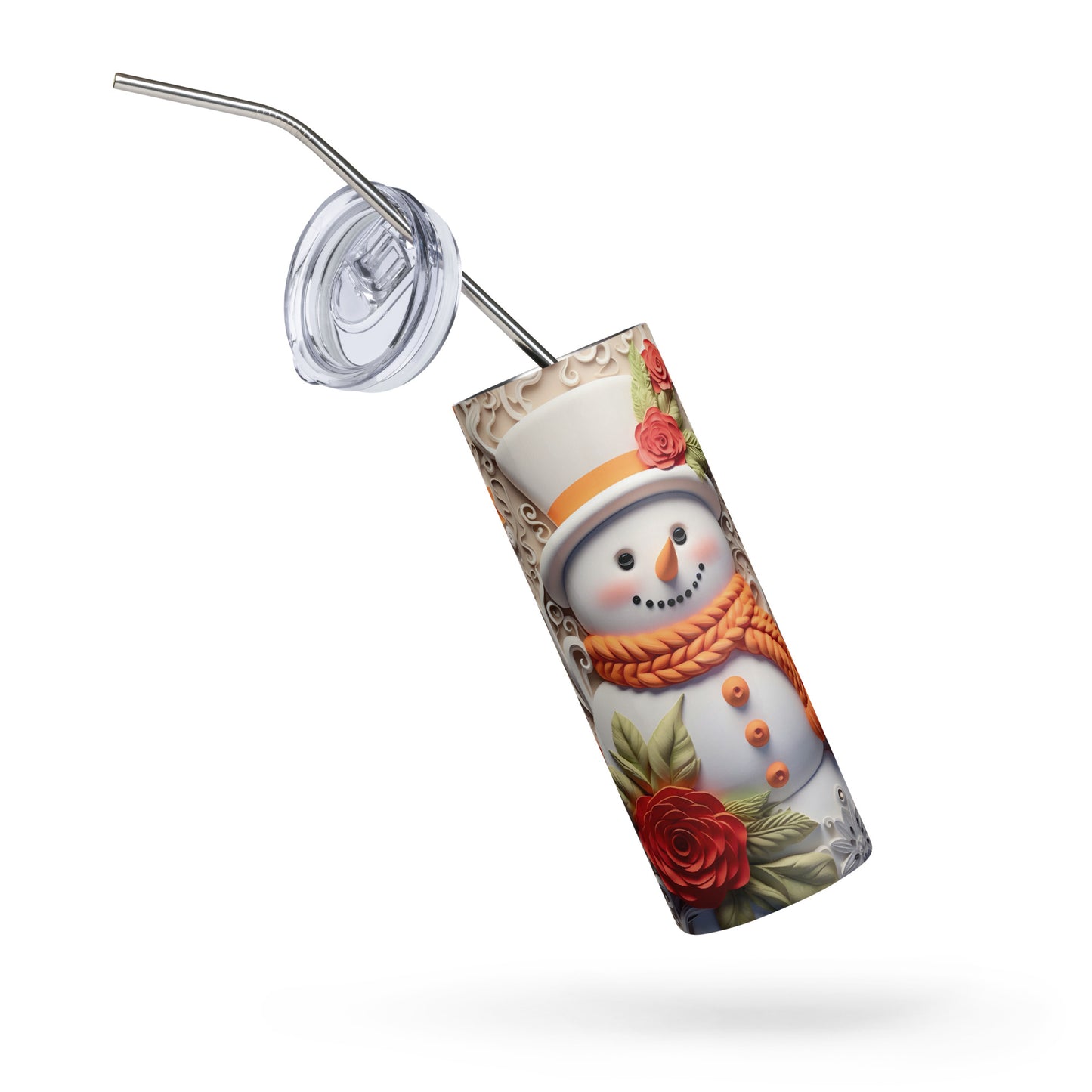 Peaches and Cream Snowman 3D 20 oz Stainless steel tumbler CedarHill Country Market