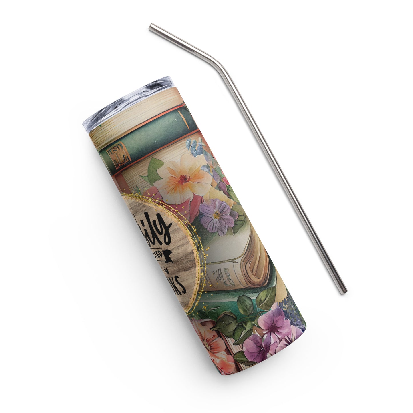 Easily Distracted by Books Themed Stainless steel tumbler CedarHill Country Market
