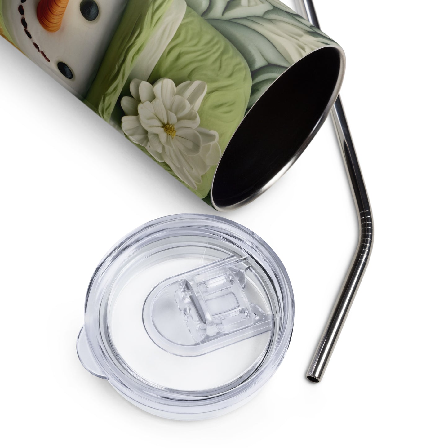 Green 3D Snowman 20 oz Stainless steel tumbler CedarHill Country Market