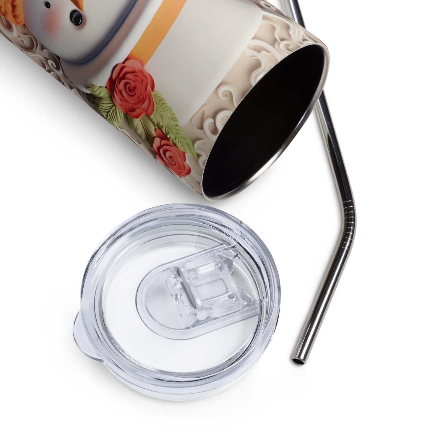 Peaches and Cream Snowman 3D 20 oz Stainless steel tumbler CedarHill Country Market