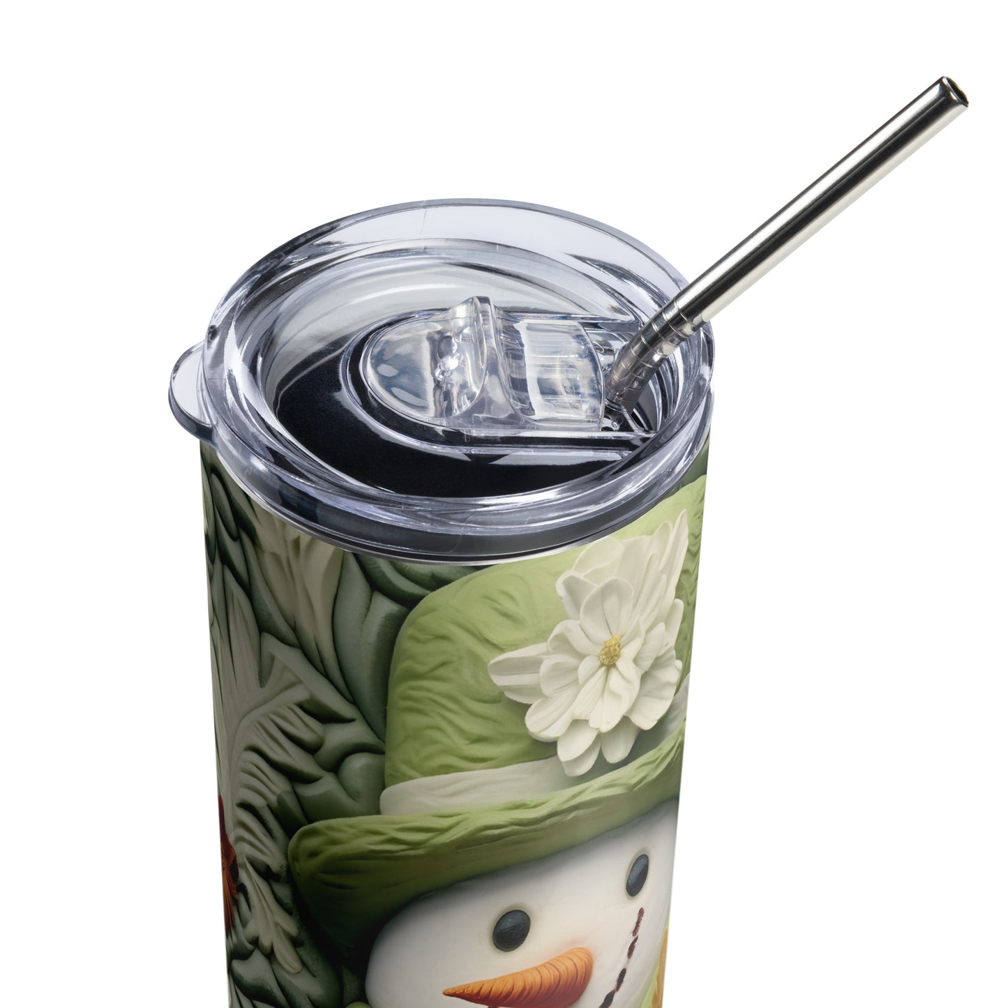 Green 3D Snowman 20 oz Stainless steel tumbler CedarHill Country Market