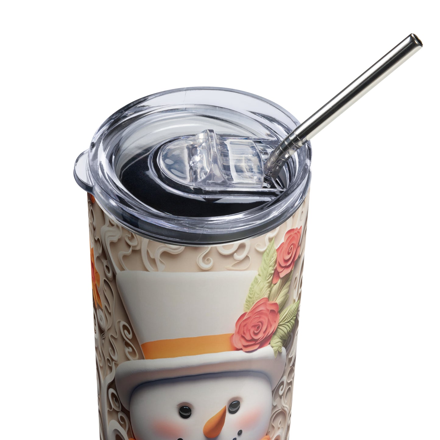 Peaches and Cream Snowman 3D 20 oz Stainless steel tumbler CedarHill Country Market