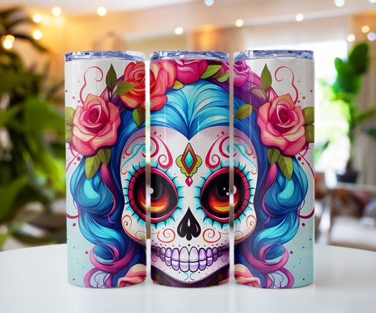 Day of the Dead Sugar Skull 02 Stainless steel tumbler CedarHill Country Market