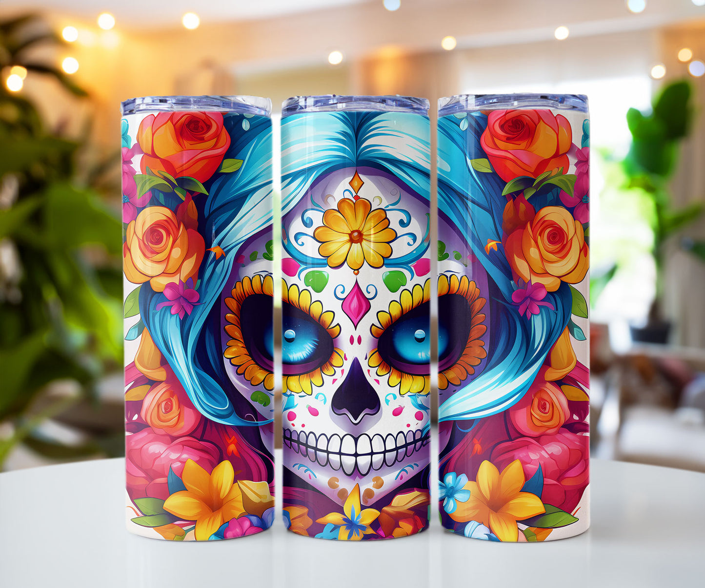 Day of the Dead Sugar Skulls 03 Stainless steel tumbler CedarHill Country Market