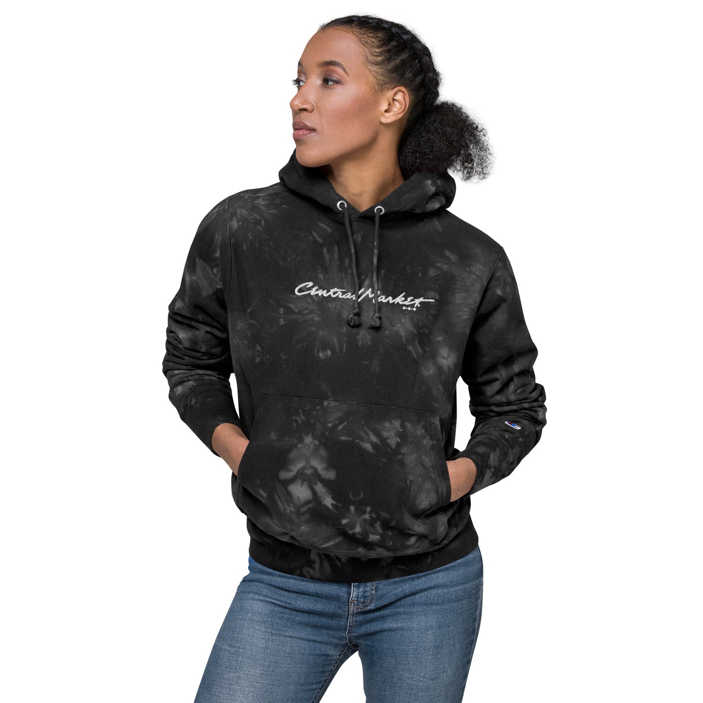 Central Market Unisex Champion tie-dye hoodie CedarHill Country Market