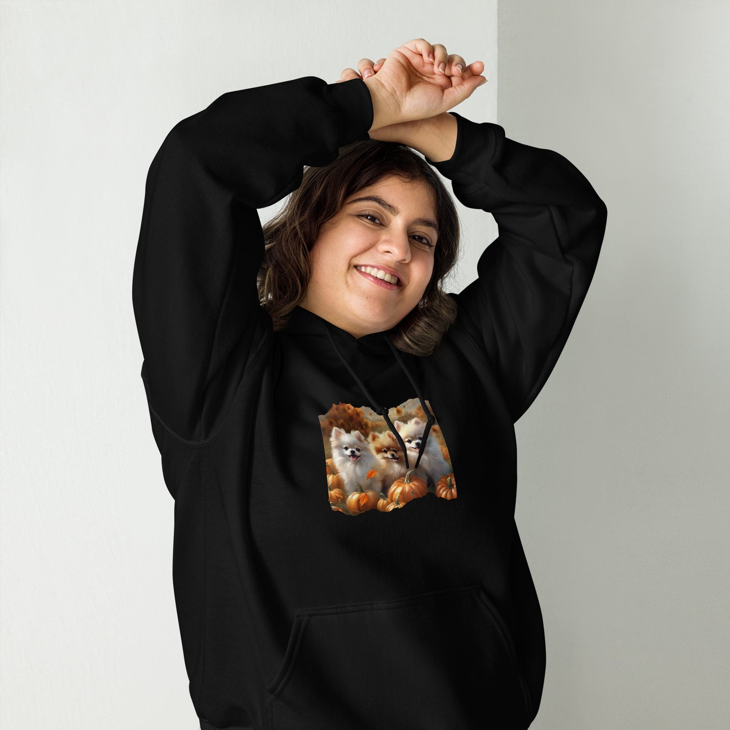 Pomeranian Puppies Pumpkin Patch and Dragonflies Unisex Hoodie CedarHill Country Market