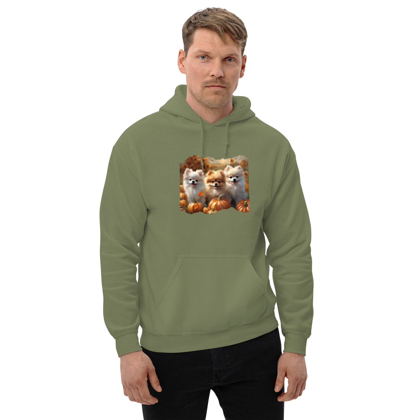 Pomeranian Puppies Pumpkin Patch and Dragonflies Unisex Hoodie CedarHill Country Market