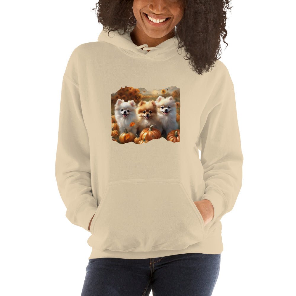 Pomeranian Puppies Pumpkin Patch and Dragonflies Unisex Hoodie CedarHill Country Market