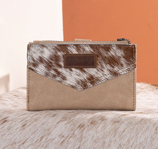 Wrangler Genuine Hair-On Cowhide Card Holder Bi-Fold Wallet No 708 Cedar Hill Country Market