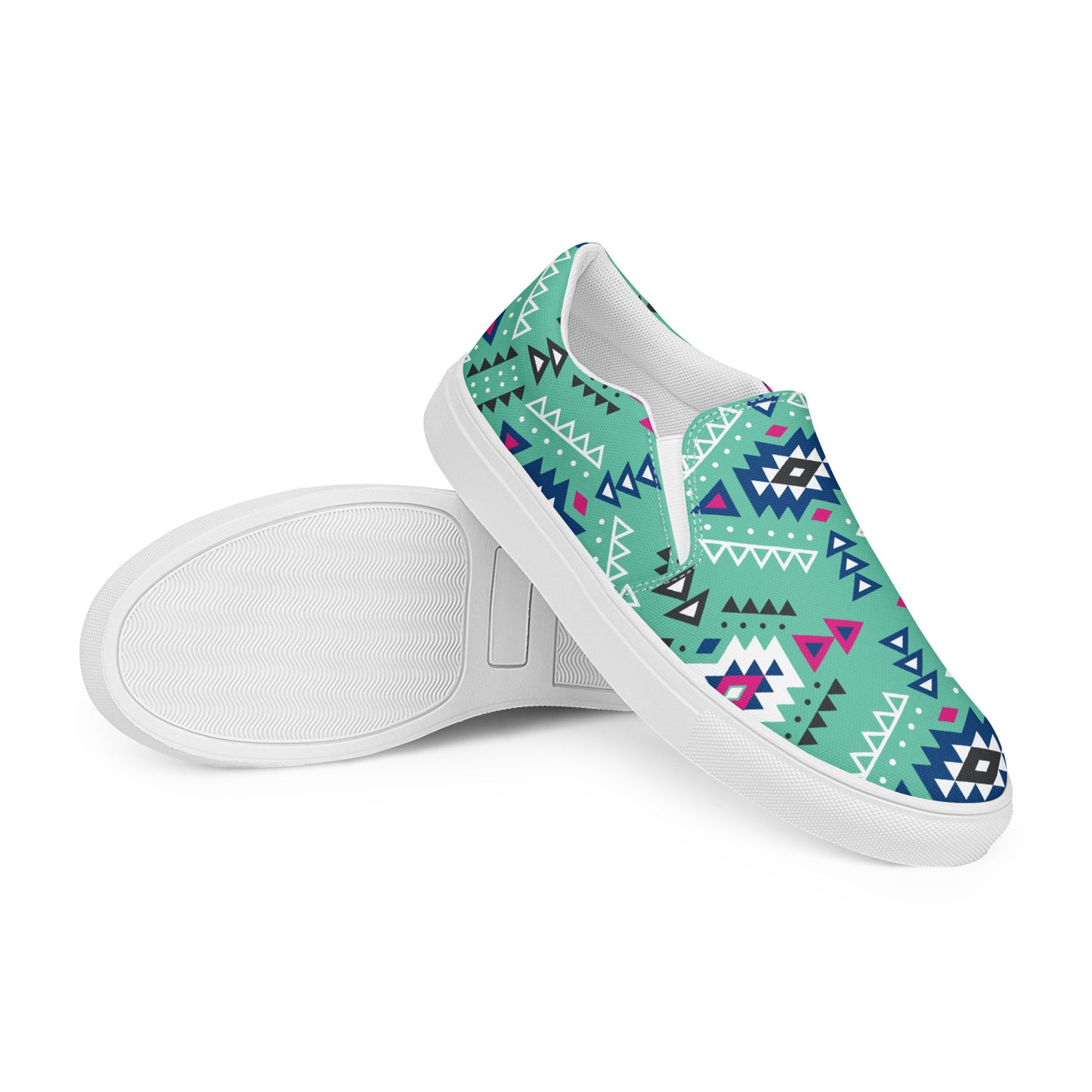 Aztec Turquoise Western Style Women’s slip-on canvas shoes