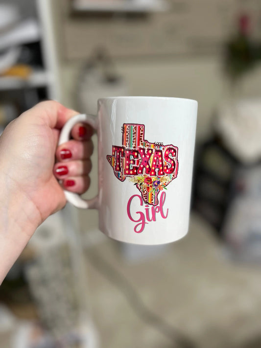 Texas Girl 15oz Coffee Mug Beautiful State of Texas BoHo CedarHill Country Market