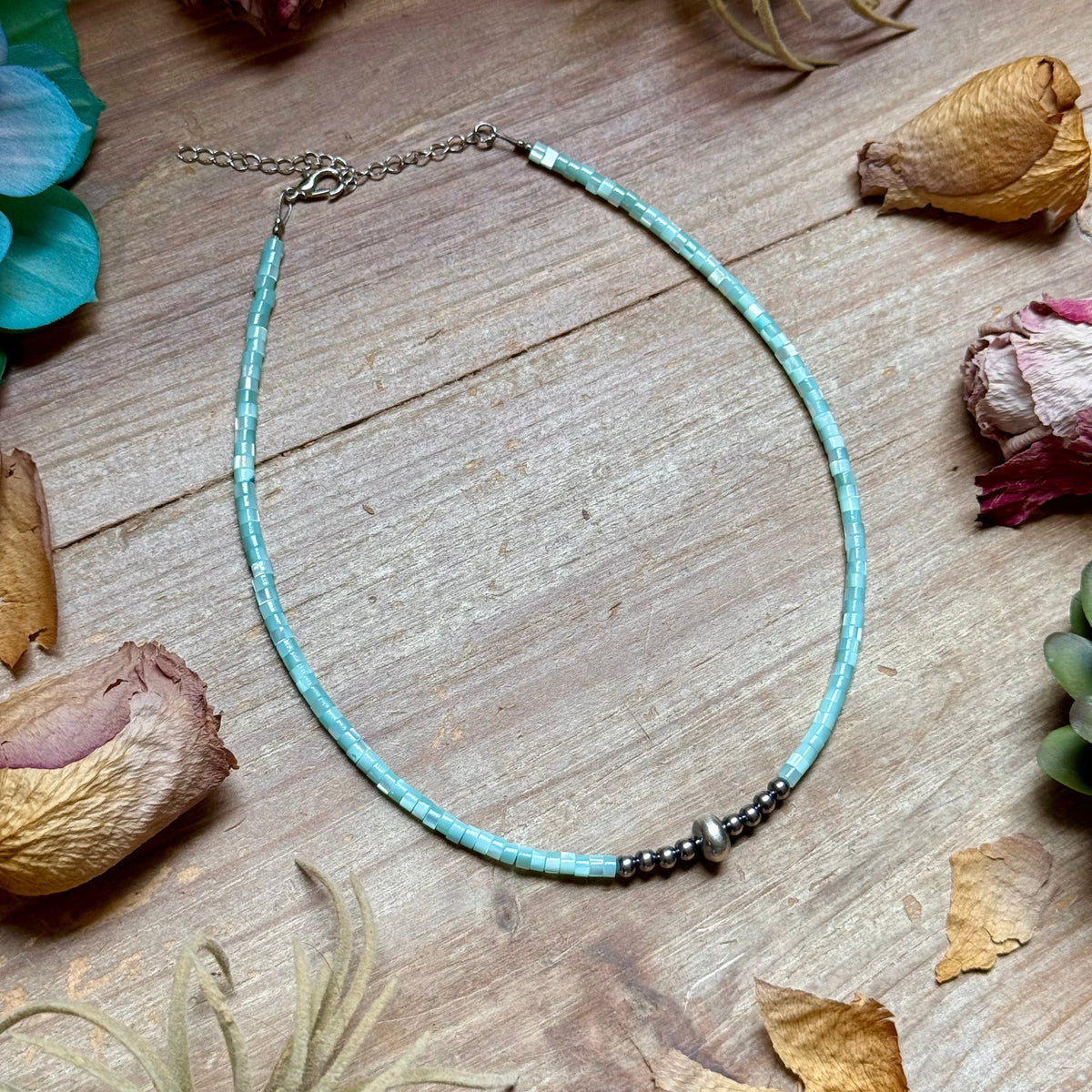 Turquoise Shell Heishi Necklace – 15" The Bijoux FAB Jewelry