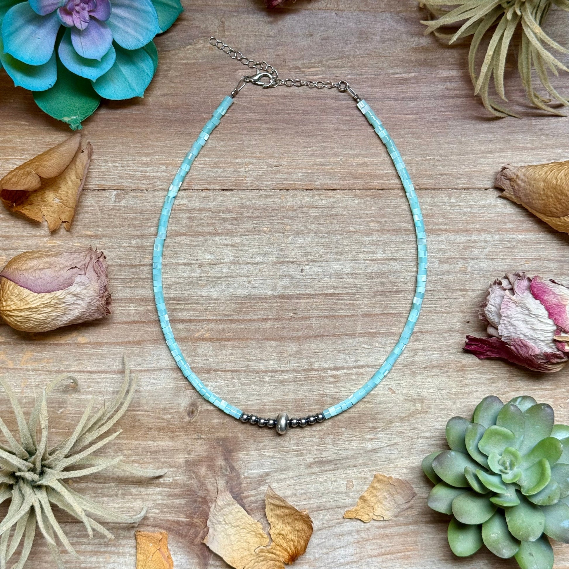 Turquoise Shell Heishi Necklace – 15" The Bijoux FAB Jewelry