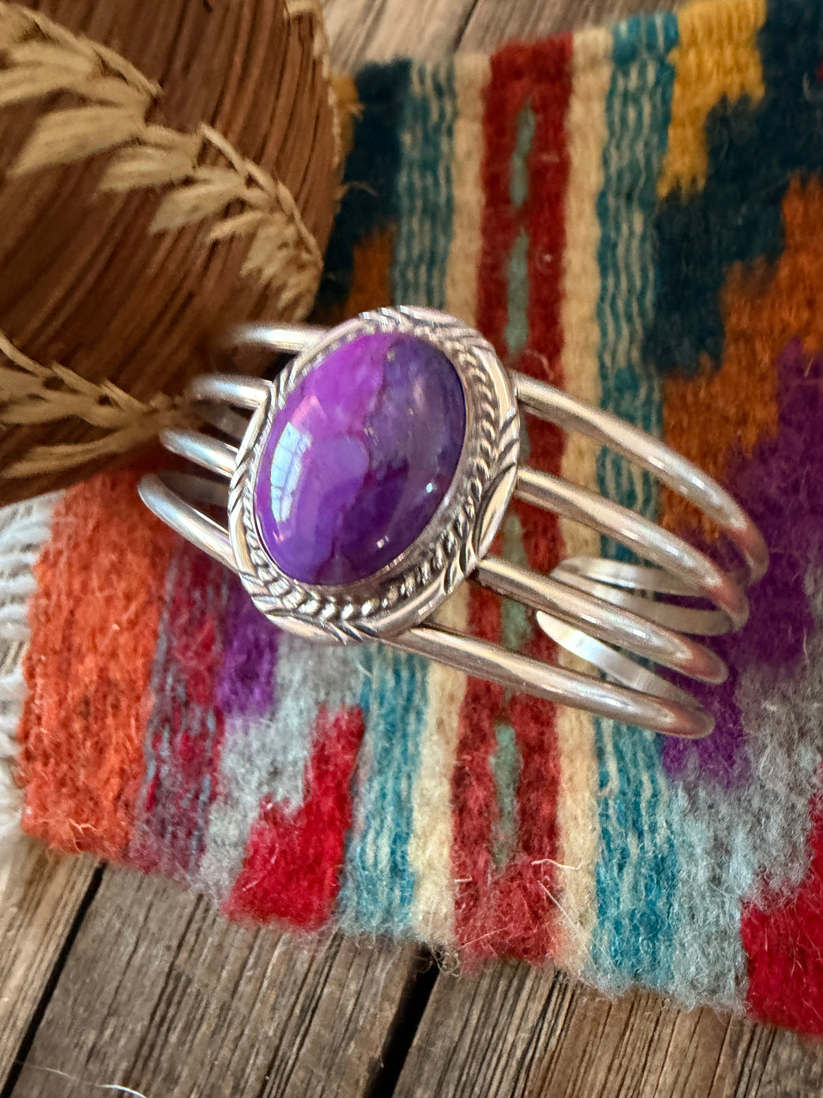 Handcrafted Dyed Kingman Turquoise & Sterling Silver Cuff Bracelet