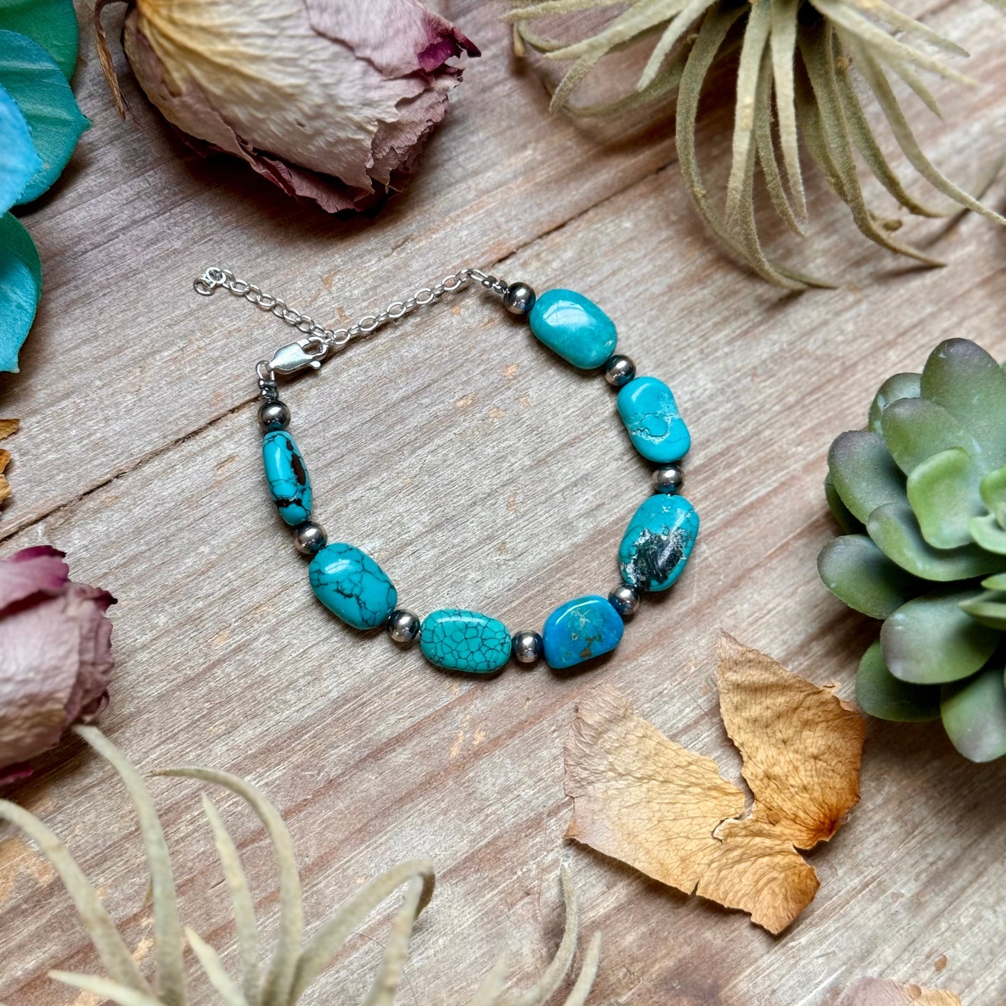 Bright Blue Turquoise Bracelet – 6 1/4"  – Large Oval The Bijoux FAB Jewelry