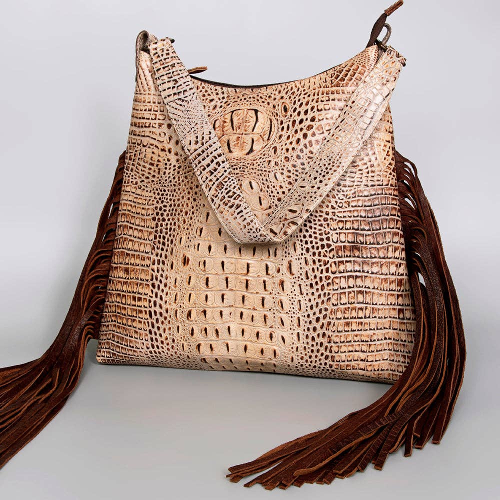 ADBG992 Hobo Crocodile Embossed Genuine Western Leather Bag LS Western