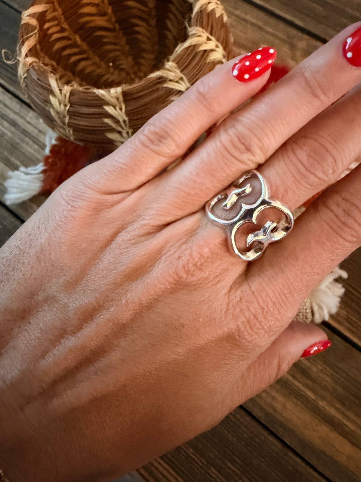 Handcrafted Sterling Silver Band Ring Size 8 by Francis L. Begay Nizhoni Traders LLC