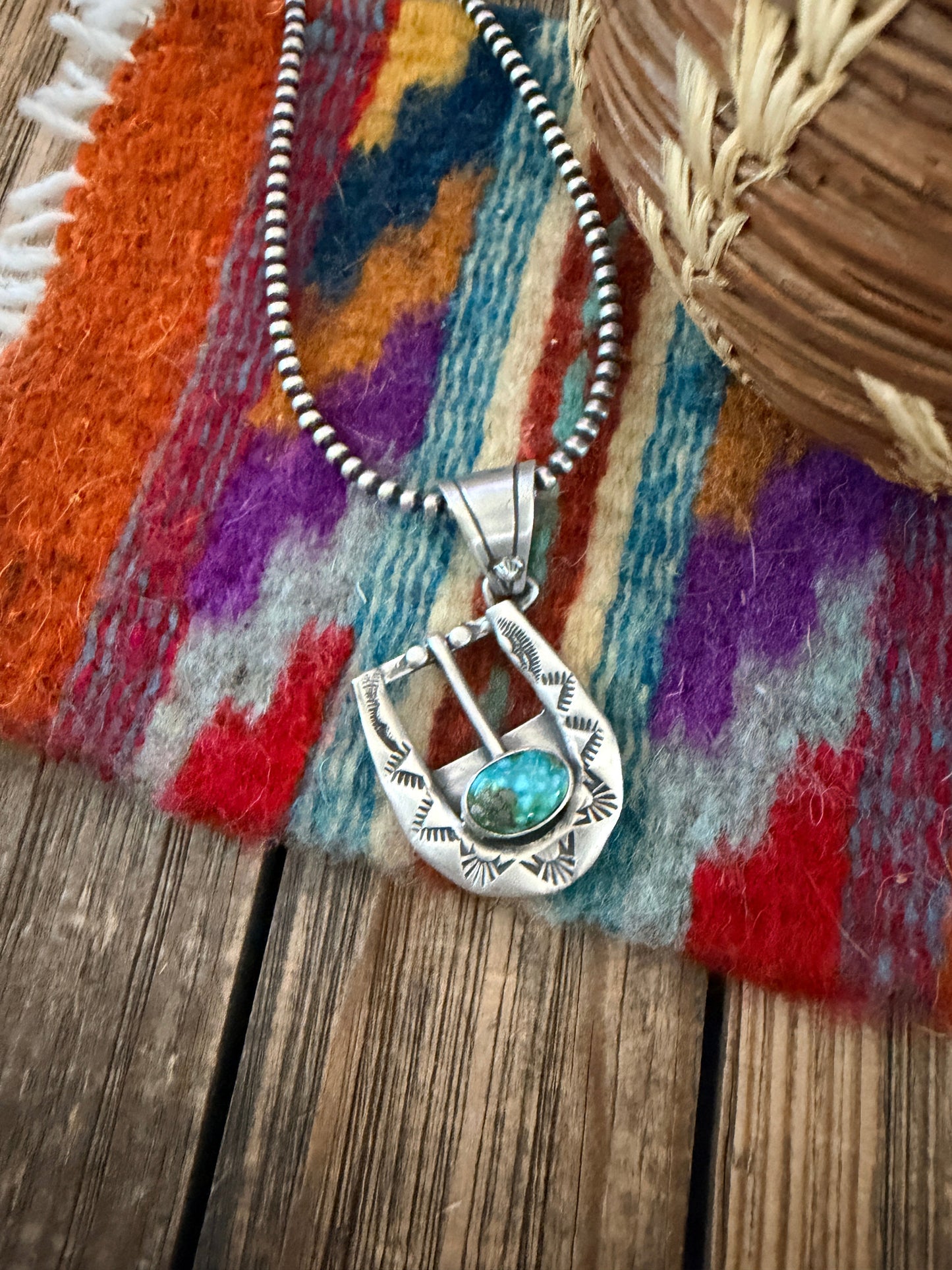 Handcrafted Sterling Silver & Turquoise Belt Buckle Pendant by Leroy James Nizhoni Traders LLC