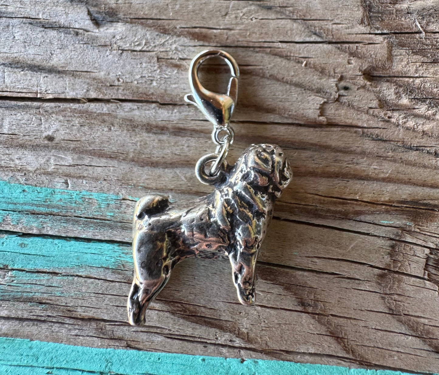 Handcrafted Sterling Silver Pug Dog Charm Nizhoni Traders LLC