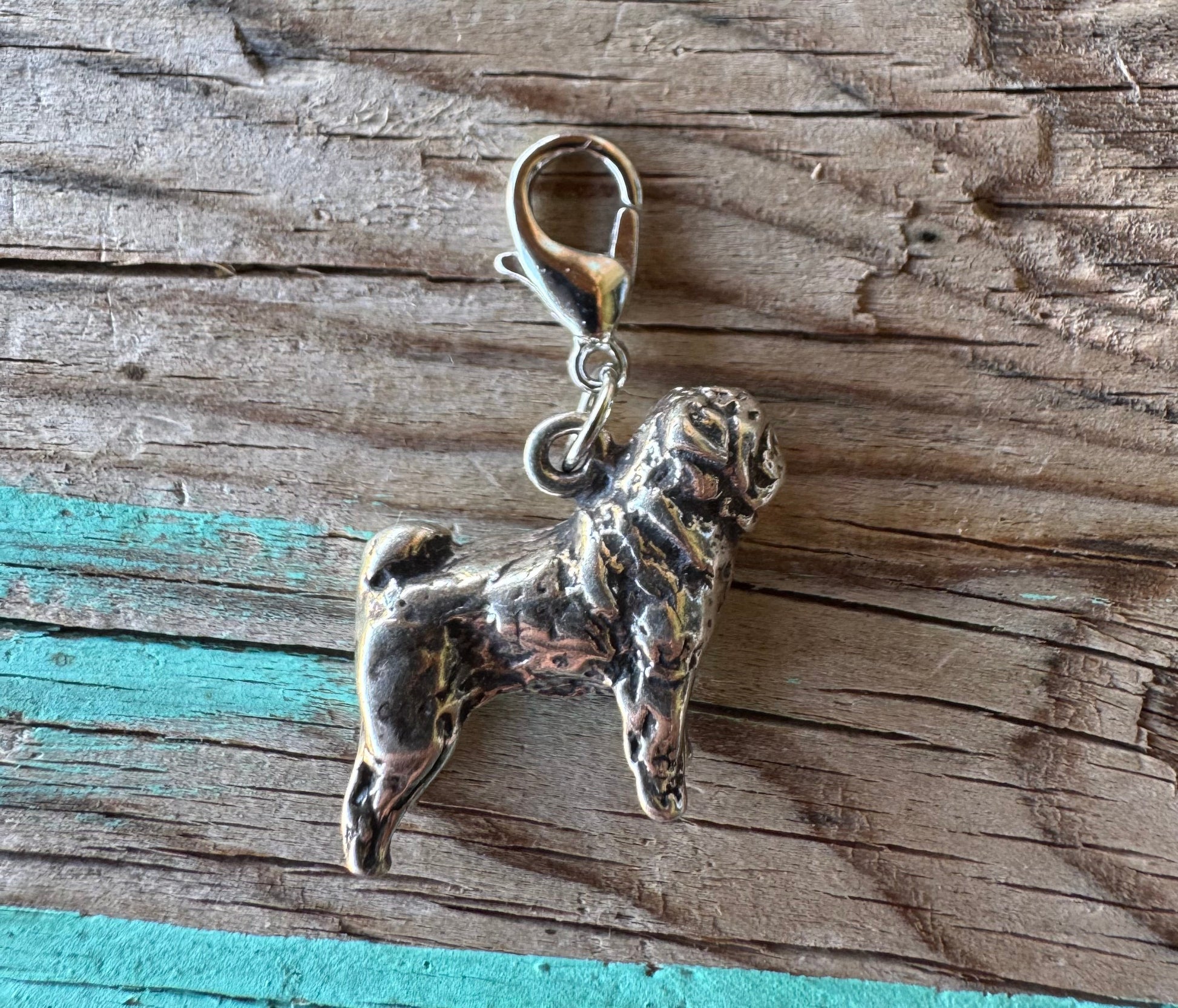 Handcrafted Sterling Silver Pug Dog Charm Nizhoni Traders LLC