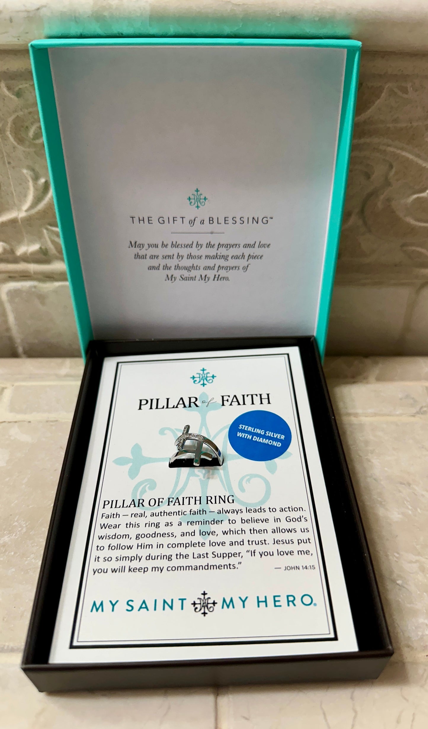 Pillar of Faith Sterling Silver Ring- Diamonds- Adjustable Nizhoni Traders LLC