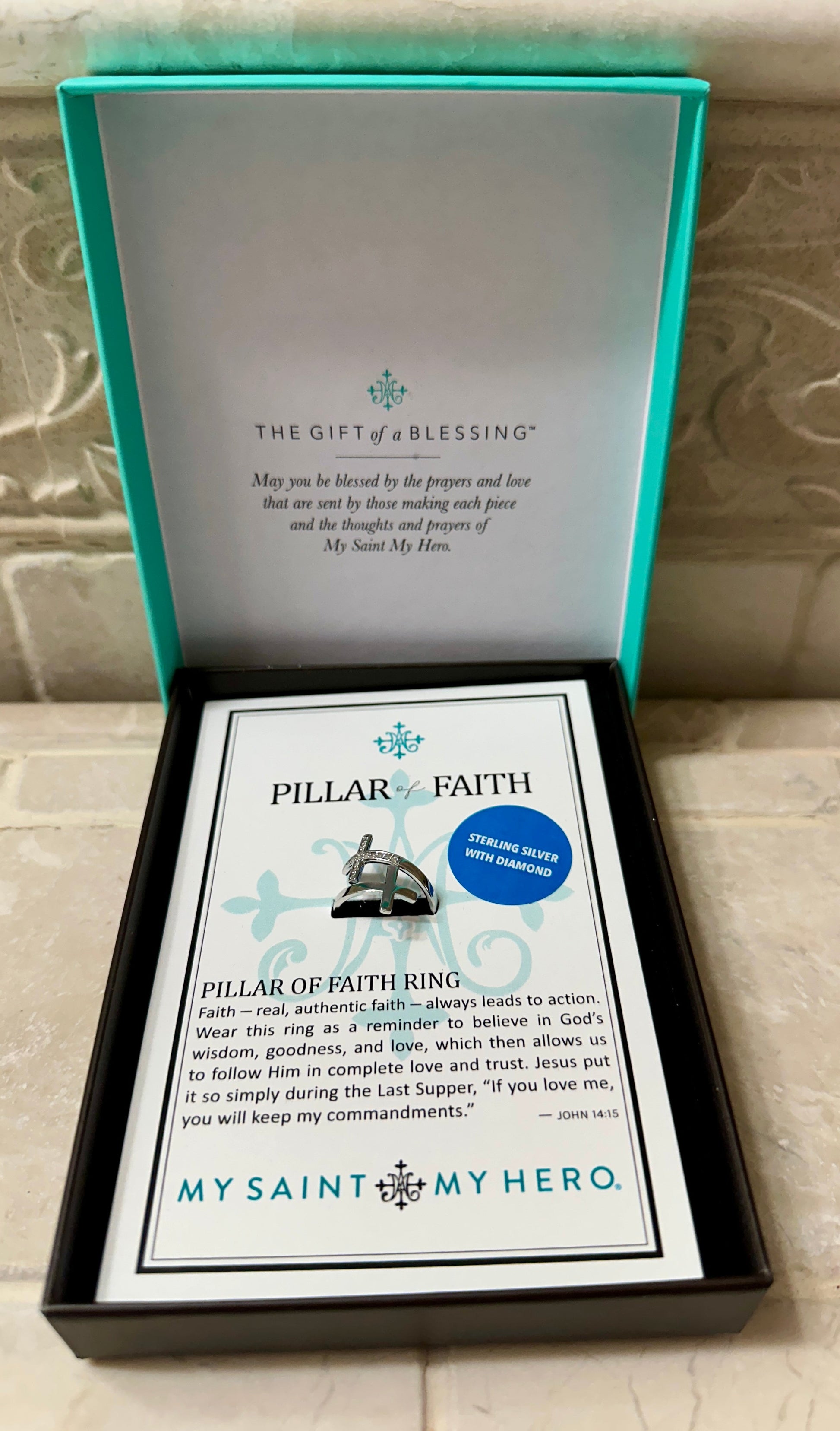 Pillar of Faith Sterling Silver Ring- Diamonds- Adjustable Nizhoni Traders LLC