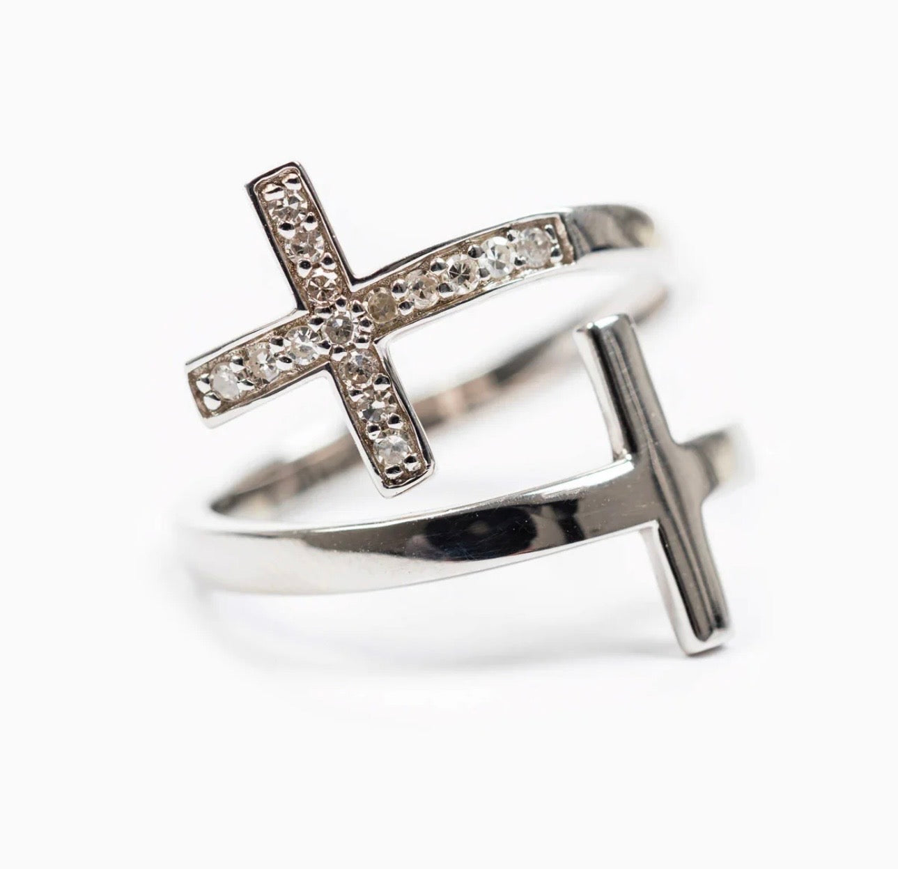 Pillar of Faith Sterling Silver Ring- Diamonds- Adjustable Nizhoni Traders LLC