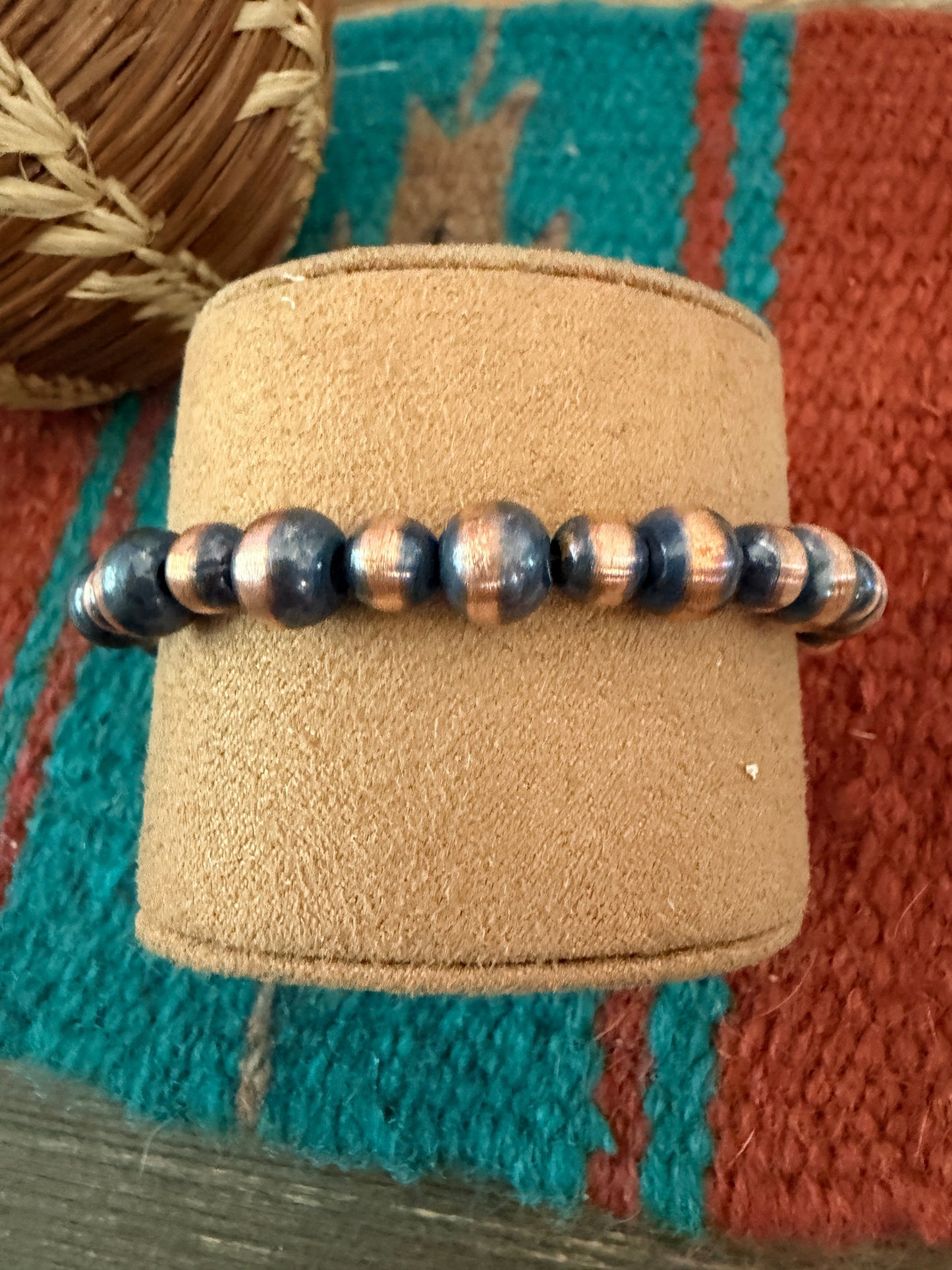 Handcrafted Copper Beaded Bracelet 7” Nizhoni Traders LLC