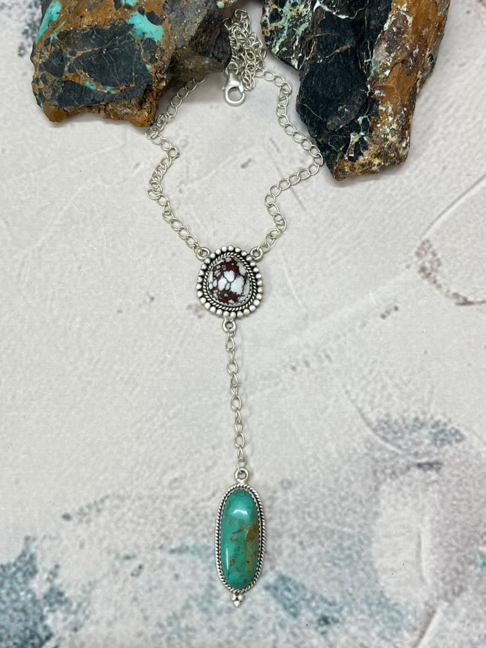 Handmade Sterling Silver Multistone Necklace "Signed Nizhoni" Nizhoni Traders LLC