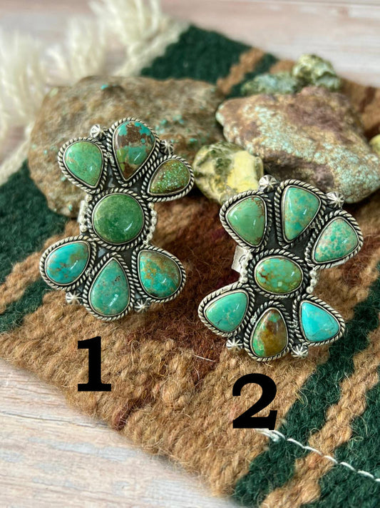 Handmade Sterling Silver Mantis Turquoise Adjustable Ring With Signed Nizhoni Nizhoni Traders LLC