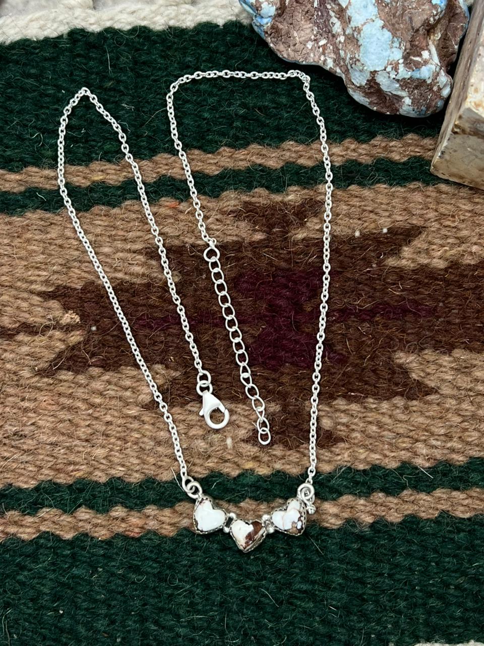 Handmade Sterling Silver Wild Horse Magnesite Necklace "Signed Nizhoni" Nizhoni Traders LLC