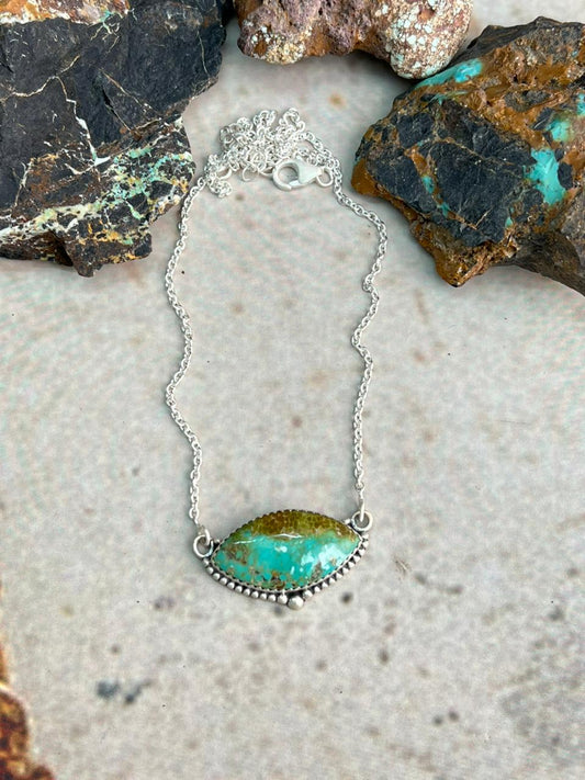 Handmade Sterling Silver Mantis Turquoise Necklace "Signed Nizhoni" Nizhoni Traders LLC