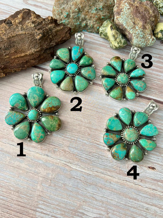 Handmade Sterling Silver Mantis Turquoise Pendant with Signed Nizhoni Nizhoni Traders LLC