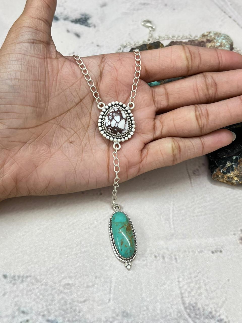 Handmade Sterling Silver Multistone Necklace "Signed Nizhoni" Nizhoni Traders LLC