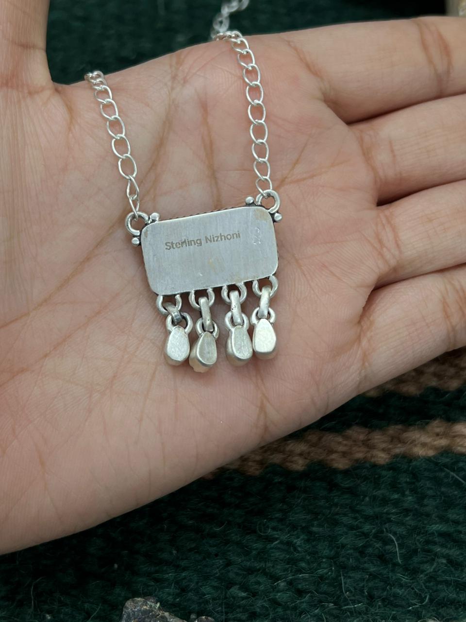 Handmade Sterling Silver Wild Horse Magnesite Necklace "Signed Nizhoni" Nizhoni Traders LLC