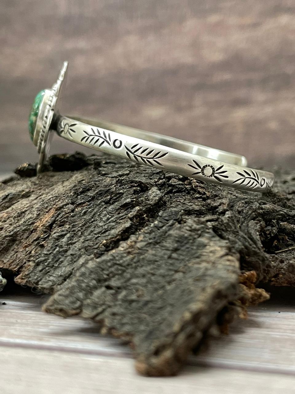 Handmade Sterling Silver Sonoran Mountain Turquoise Cuff Bracelet "Signed Nizhoni" Nizhoni Traders LLC