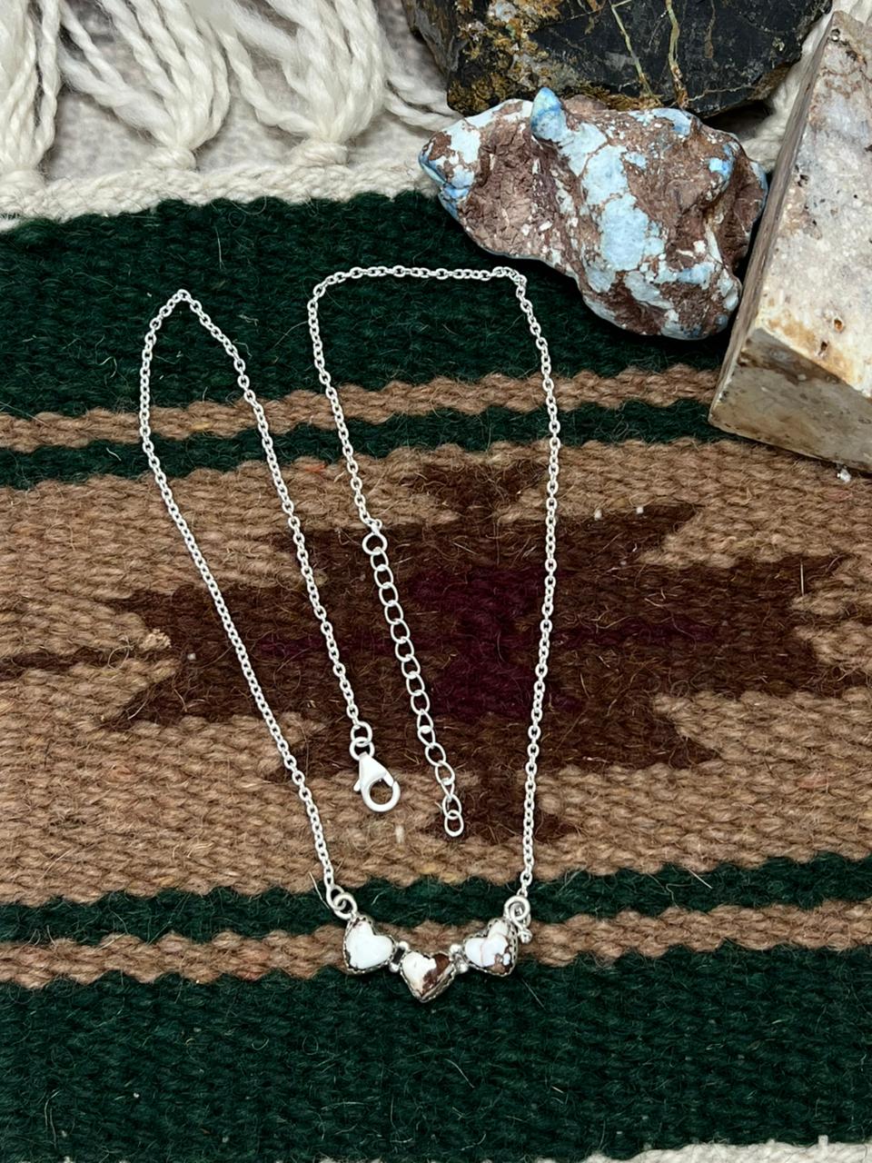 Handmade Sterling Silver Wild Horse Magnesite Necklace "Signed Nizhoni" Nizhoni Traders LLC