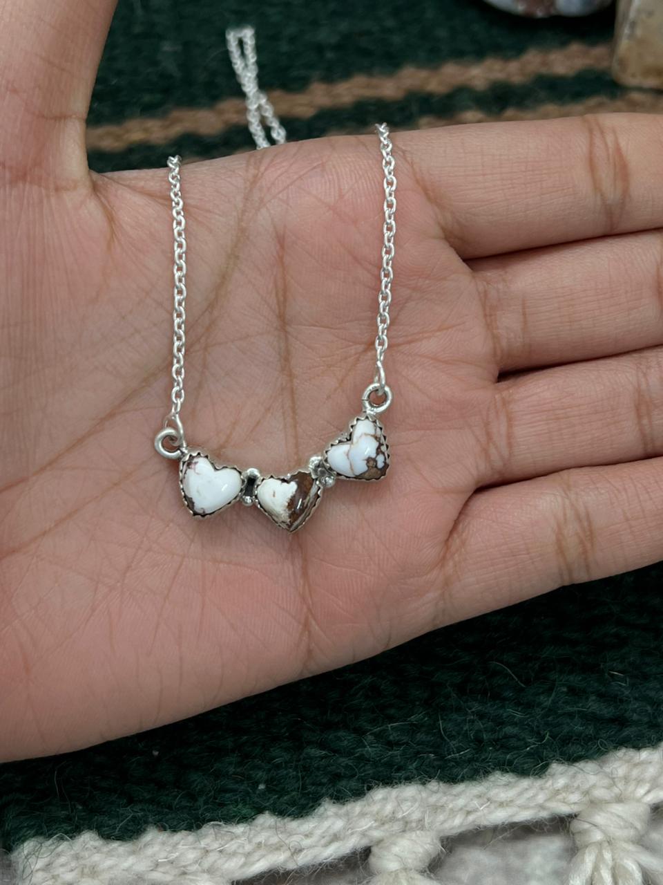 Handmade Sterling Silver Wild Horse Magnesite Necklace "Signed Nizhoni" Nizhoni Traders LLC