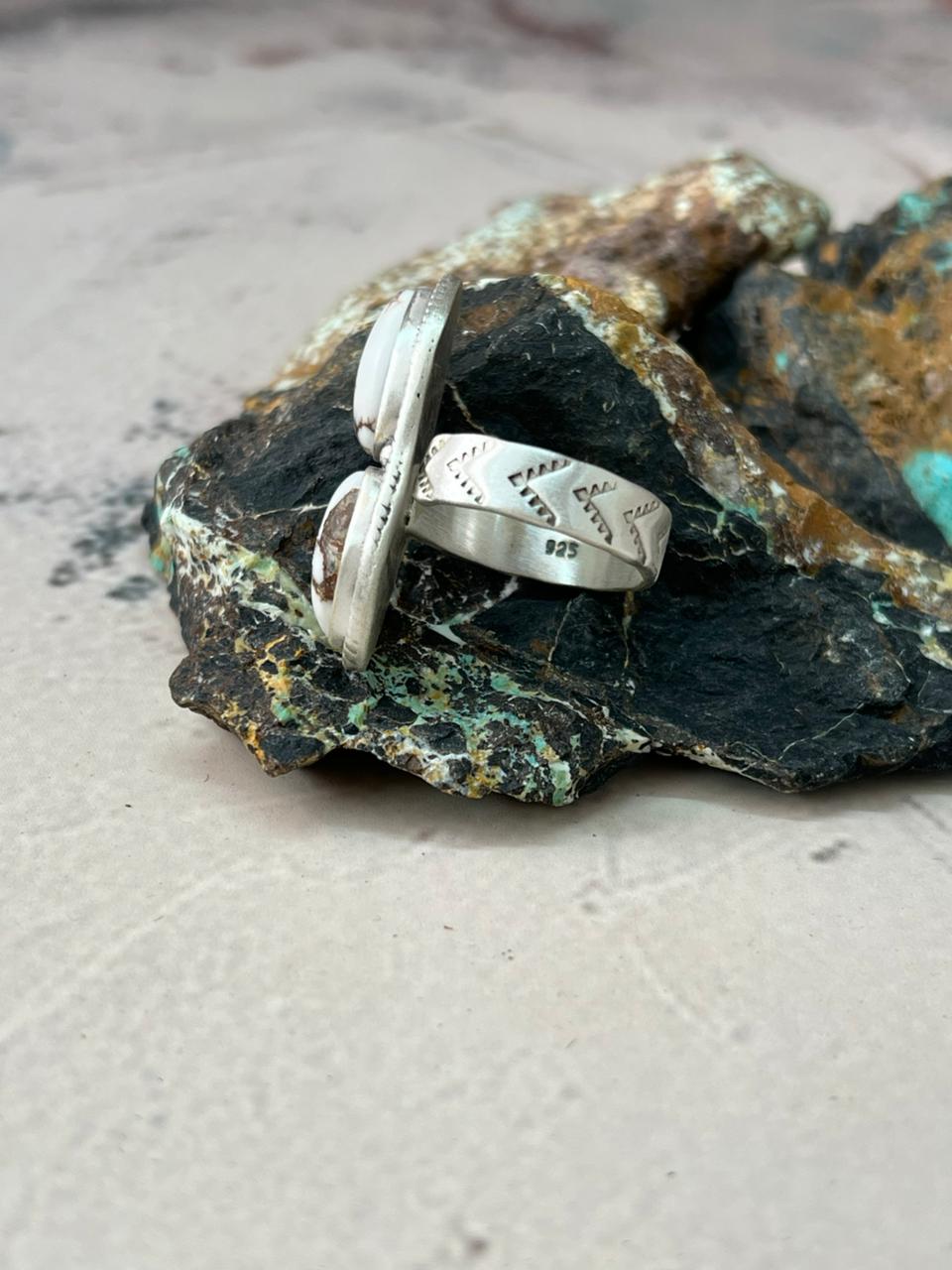 Handmade Sterling Silver Wildhorse Magnesite Adjustable Ring "Signed Nizhoni" Nizhoni Traders LLC