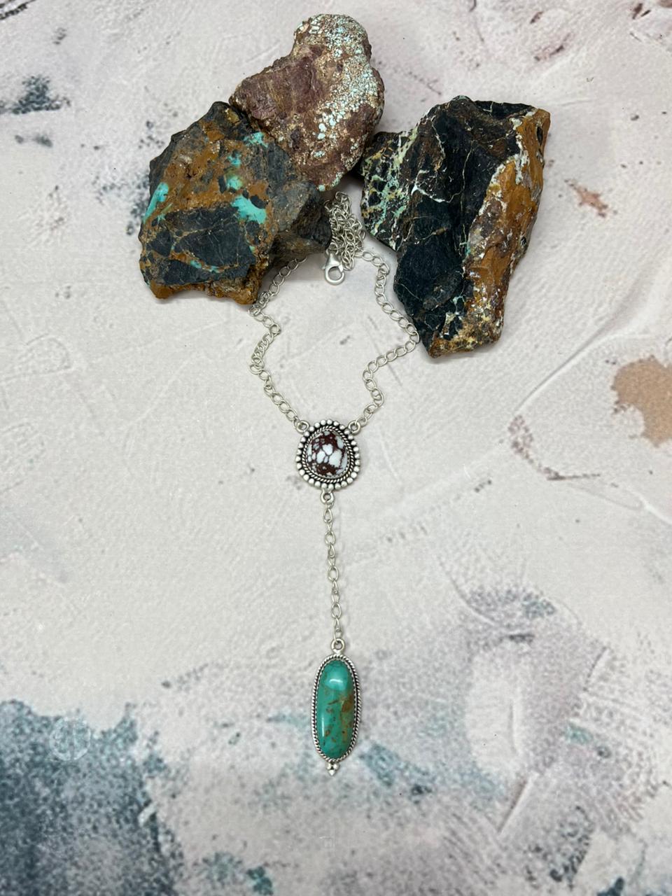 Handmade Sterling Silver Multistone Necklace "Signed Nizhoni" Nizhoni Traders LLC