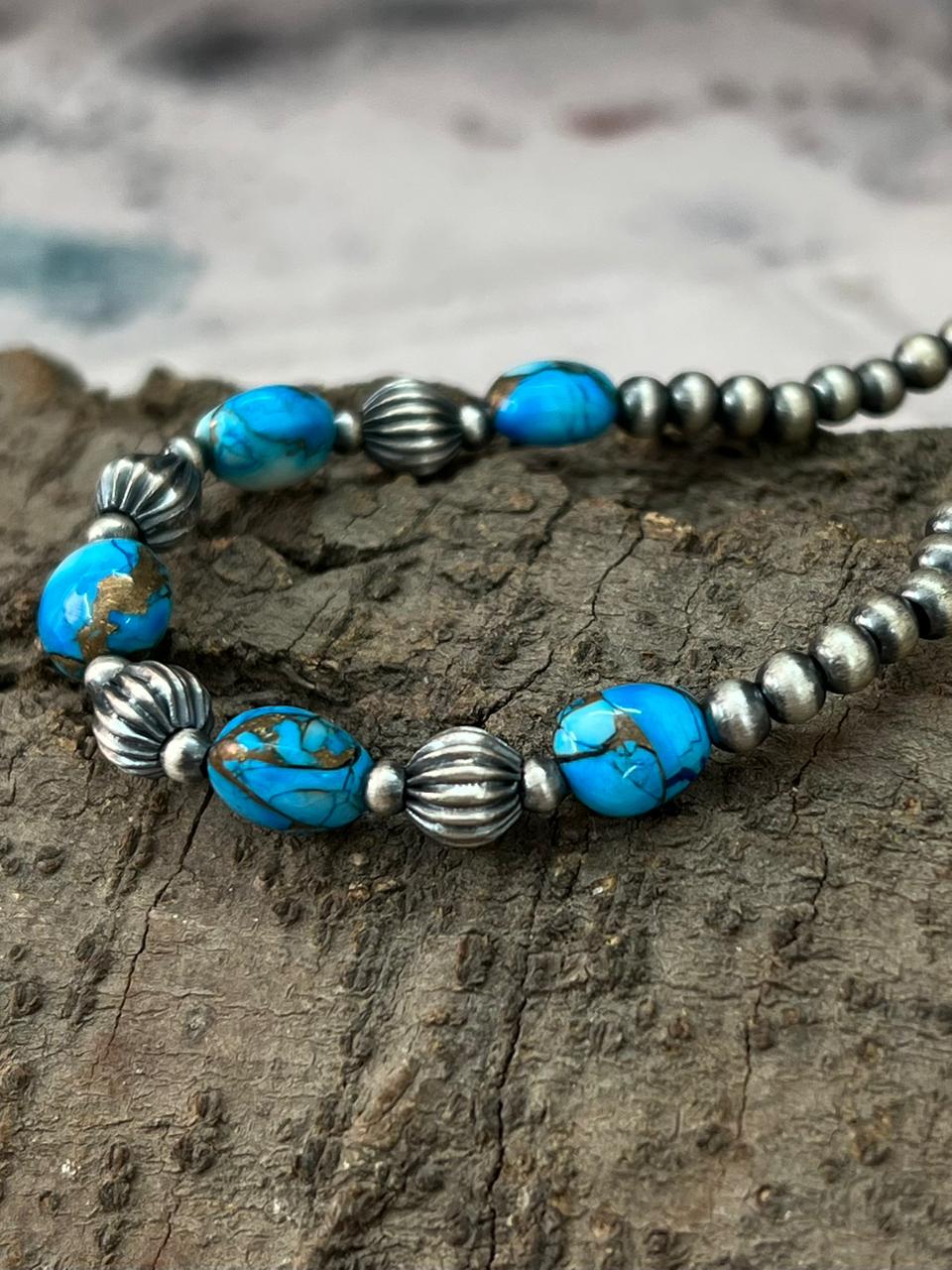 Handmade Sterling Silver Multi Stone Beaded Bracelet Nizhoni Traders LLC