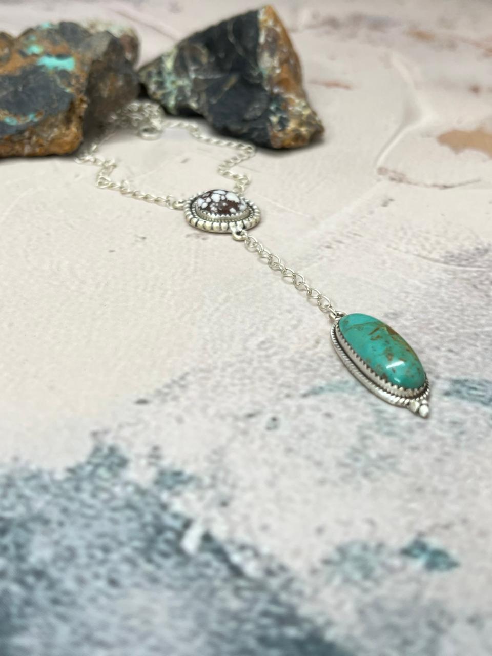 Handmade Sterling Silver Multistone Necklace "Signed Nizhoni" Nizhoni Traders LLC